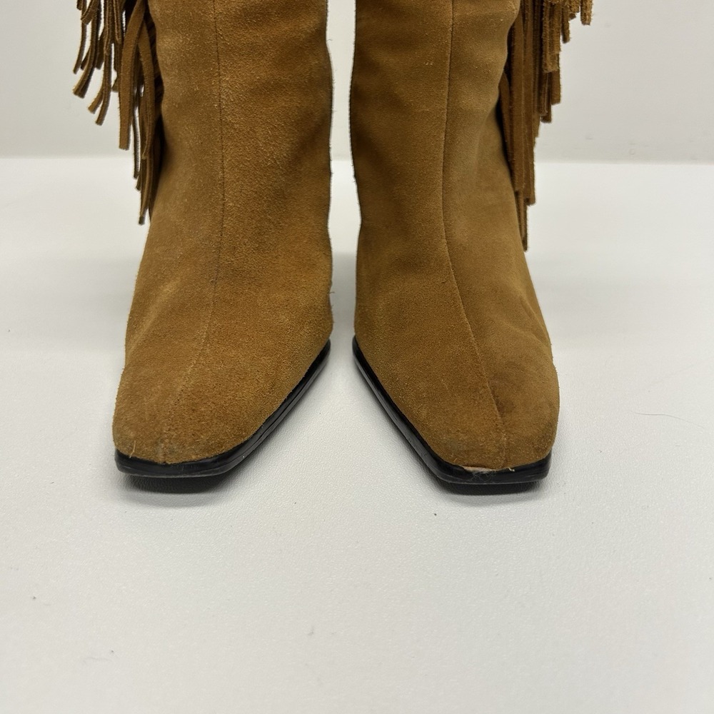 Predictions Suede Fringe Western Boots Vintage Y2K Boho Festival Heeled Size 6 - Picture 7 of 16